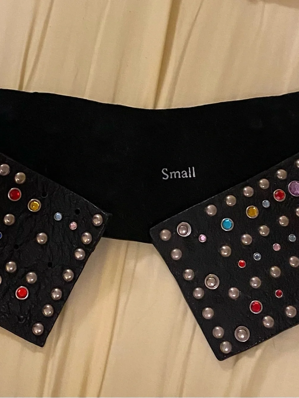 Vntg 80s Michael Morrison Rare Studded & Rhinestoned Wide Black Leather Belt OBO